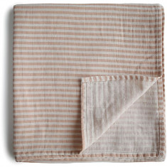 Mushie Muslin Swaddle Blanket Organic Cotton păturică de înfășat Natural Stripe 120cm x 120cm 1 buc