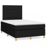 Cumpara ieftin Pat box spring cu saltea, negru, 120x200 cm, textil