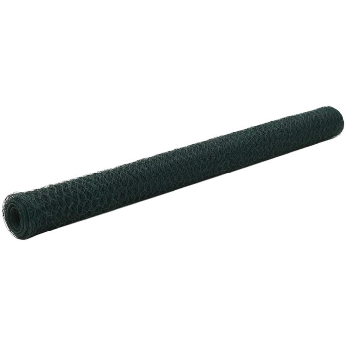 vidaXL Plasă de s&acirc;rmă găini, verde, 25 x 1,5 m, oțel cu &icirc;nveliș PVC 143261
