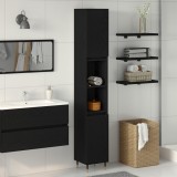 vidaXL Dulap de baie, stejar negru, 30x30x190 cm, lemn prelucrat