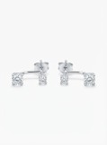 Cumpara ieftin Cercei din Argint 925 Curved Illusion Studs , Design Asimetric E i Stralucire Dubla