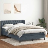 vidaXL Pat box spring cu saltea, gri &icirc;nchis, 140x220 cm, catifea 3317818