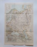 Harta Rusia (Europeana) cu planul orasului Sankt Petersburg, litografiata in anul 1895 de G. Freytag &amp; Berndt Wien / Viena, 52 x 37 cm, Europa