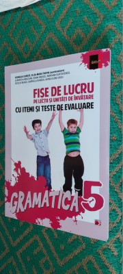 GRAMATICA CLASA A V A FISE DE LUCRU PE LECTII CU ITEMI SI TESTE DE EVALUARE foto