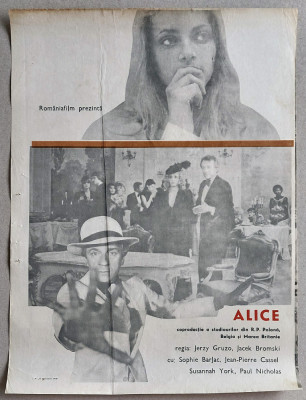 Alice - Afis Romaniafilm coproductie Polonia-Belgia-UK 1982, cinema Epoca de Aur foto