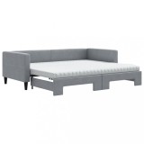 Cumpara ieftin Pat de zi cu extensie si saltele, gri deschis 90x190 cm textil