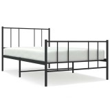 Cumpara ieftin Cadru pat metalic cu tablii de cap/picioare, negru, 100x190 cm