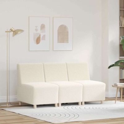 vidaXL Unitate Sofa Modulară Fără Brațe 3 pcs Crem 55 x 74 x 82 cm foto