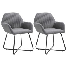 vidaXL Scaune de bucătărie, 2 buc., gri &icirc;nchis, material textil