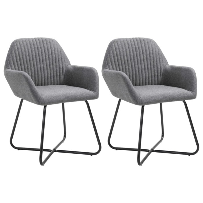 vidaXL Scaune de bucătărie, 2 buc., gri &icirc;nchis, material textil