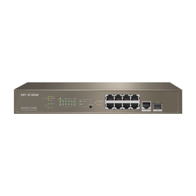 Switch 8 porturi PoE Gigabit, 1 port RJ45 Gigabit, 1 port SFP Gigabit, 1U, L3 Management - IP-COM G5310P-8-150W foto