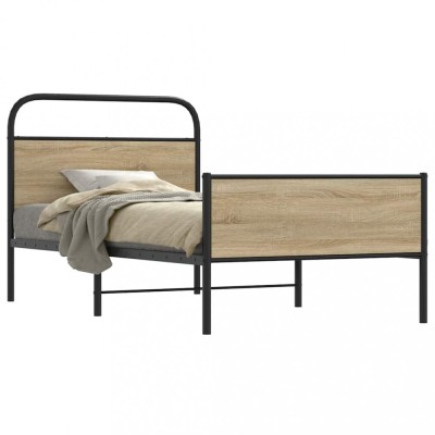 vidaXL Cadru de pat fără saltea 107x203 cm Lemn derivat stejar Sonoma 4100388 foto