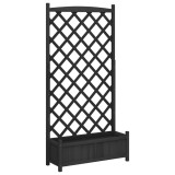 Cumpara ieftin Jardiniera cu spalier, negru, 90x35x180 cm, lemn masiv de brad