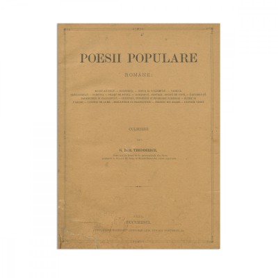 G. Dem. Teodorescu, Culegere de poezii populare, 1885 foto
