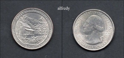 SUA 2014 Quarter, 25 Centi, National Park, Tennensse, P foto