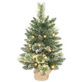 HOMCOM Pom de Crăciun Miniatural Pre-luminat 60 cm, Pom de Crăciun cu Zăpadă | Aosom Romania