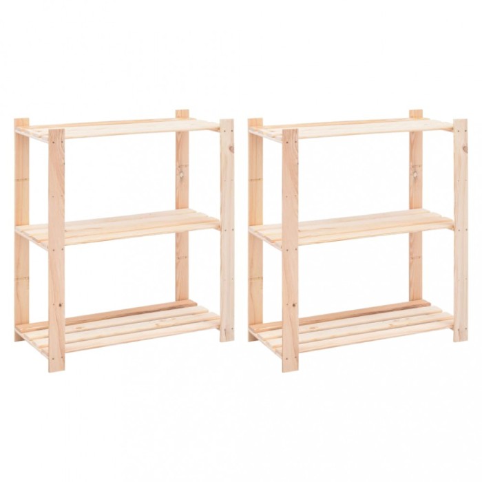 Gossi rafturi depozitare 3 niveluri 2 buc. 80x38x90cm pin masiv 150kg