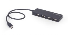 HUB extern GEMBIRD, porturi USB: USB 2.0 x 4, conectare prin USB Type-C, cablu 0.30 m, negru, &quot;UHB-CM-U2P4-01&quot; (timbru verde 0.8 lei) - 8716309124720