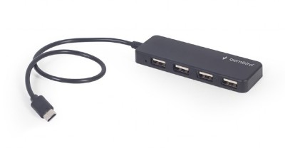 HUB extern GEMBIRD, porturi USB: USB 2.0 x 4, conectare prin USB Type-C, cablu 0.30 m, negru, &amp;quot;UHB-CM-U2P4-01&amp;quot; (timbru verde 0.8 lei) - 8716309124720 foto