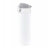 Cana termos cu buton de siguranta Glossy, Ambition, 420 ml, inox, alb