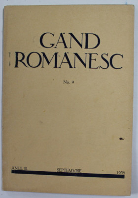 GAND ROMANESC , REVISTA CULTURALA EDITATA DE ASTRA , ANUL III , NR. 9 , SEPTEMBRIE , 1935 foto