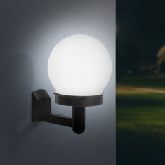 Lampa Solara LED Sferica de Perete tip Glob Alb/Negru, Lumina Alb Rece, Diametru 10cm foto