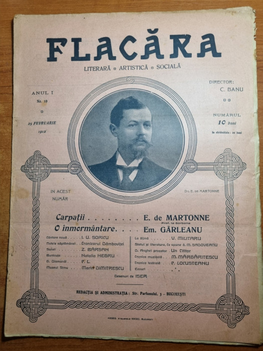 flacara 25 februarie 1912-mihail sadoveanu,nicoale iorga,g. diamandi