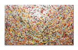 Cumpara ieftin Tablou abstract pictat manual, Compozitie abstracta, 100x60cm ulei pe panza, reproducere Jackson Pollock