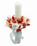 Lumanare Botez sau Nunta Eventissimi - Plante Uscate Rosu, Eventissimi&reg;