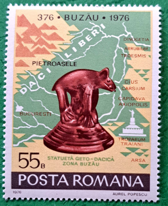 TIMBRE ROMANIA MNH LP919/1976 1600 ani atestare oraș Buzau -Serie simpla