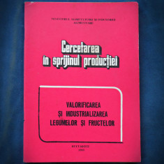 VALORIFICAREA SI INDUSTRIALIZAREA LEGUMELOR SI FRUCTELOR