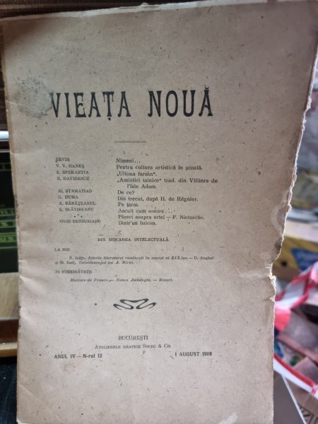 Revista Vieata Noua Nr. 12 august 1908