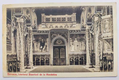 Sinaia Interiorul Bisericei de la Monastire 1915 - printata, necirculata foto