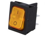 Comutator Bascule DPST ON-OFF 20A 250V Portocaliu IP40 cu Bec 230V