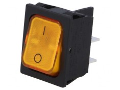 Comutator Bascule DPST ON-OFF 20A 250V Portocaliu IP40 cu Bec 230V foto