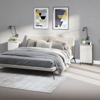 Noptiere, 2 buc, alb, 40x35x70 cm, lemn prelucrat foto