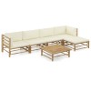 VidaXL Set mobilier de grădină cu perne alb crem, 6 piese, bambus 3058237