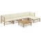 vidaXL Set mobilier de grădină cu perne alb crem, 6 piese, bambus 3058237