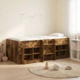 Cumpara ieftin Cadru de pat loft cu sertar cu raft 3 buc. Stejar fumuriu