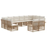 vidaXL Set de canapele de exterior cu pernă 12 pcs Alb Natural și Crem 3437786
