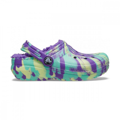 Saboti Crocs Classic Marbled Lined Kids Mov - Neon Purple foto