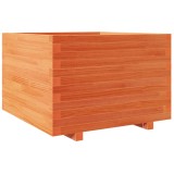 Cumpara ieftin Jardiniera gradina, maro ceruit, 70x70x49,5 cm, lemn masiv pin