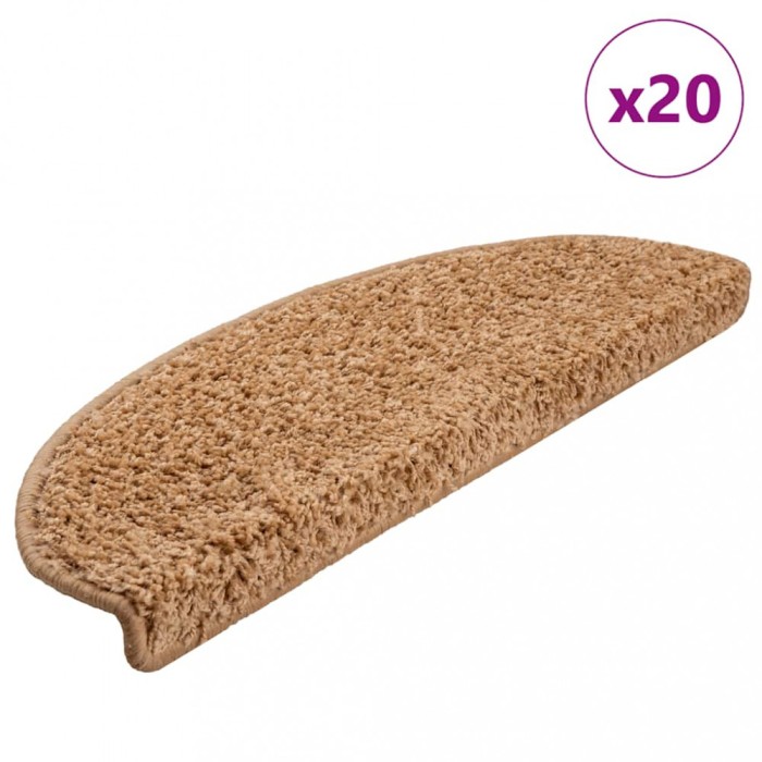 vidaXL Covorașe scări, 20 buc., 65x21x4 cm, bej, semirotunde, mari 3365847