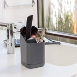 Suport Uscător Tac&acirc;muri, Fără Brand, Gri Antracit, 10.5x11x18 cm, Plastic, 2 Compartimente, Oem