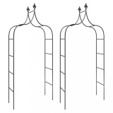 Cumpara ieftin Arcade de gradina, 2 buc, negru, 120x38x260 cm, otel