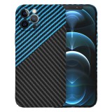 Husa slim carbon pentru iphone 12 pro max - protectie premium fibershell, blue pulse