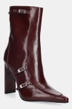 Steve Madden botine Fastened culoarea bordo, cu toc drept, 11004818