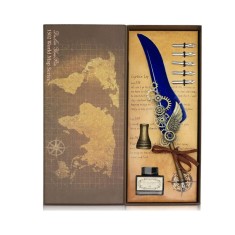 Set Caligrafie, Vintage, cu Pana albastra si Accesorii, pentru scrisori, invitatii elegante