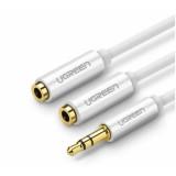 Cumpara ieftin Cablu audio Ugreen 3.5 mm jack la 2 x 3.5 mm jack 0.20 m alb 10780