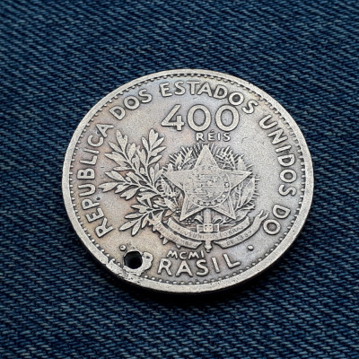 #81 400 Reis 1901 Brazilia / moneda gaurita foto